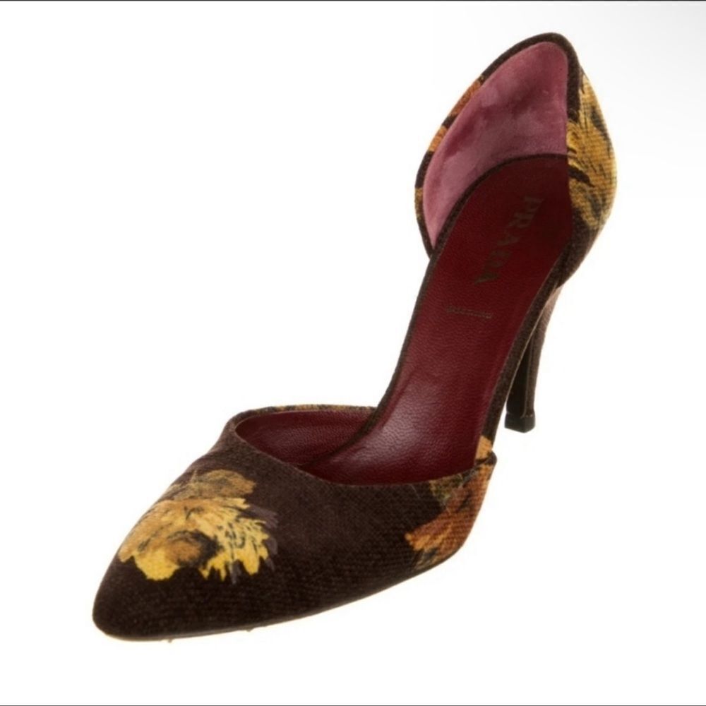 PRADA Floral Print Fabric D'Orsay Pumps IT 36.5 - Picture 6 of 6
